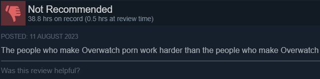 OddSteamReviews's tweet photo. Overwatch https://t.co/N23F89QUhk