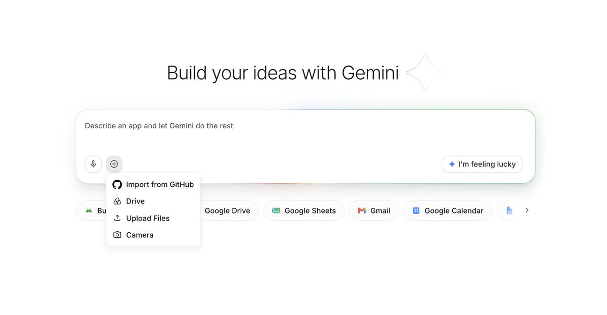 OfficialLoganK's tweet photo. Today we are rolling out "import from GitHub" in @GoogleAIStudio Build!! 

We will automagically take the repo and transform it into a format that is compatible with our runtime and then let you keep iterating on it in AI Studio, deploy it, and more. https://t.co/F63MjsJQjf