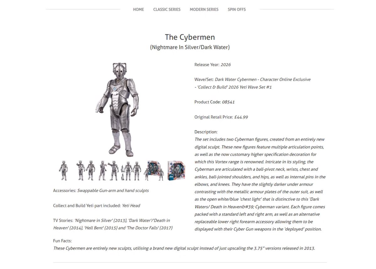 daniel_j_bx's tweet photo. Dark Water Cybermen added to the figure website! 🤖
https://t.co/GMIWHZwkLn
(also all photos updated to use the official promotional images instead of the previous ones) https://t.co/M7h4HGyrOM
