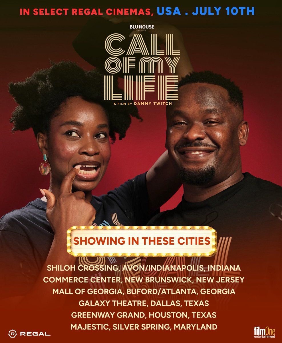 blessinguzzi's tweet photo. 🇺🇸 USA!! The call you've been waiting for is here! This Friday, July 10, Call Of My Life arrives in select Regal Cinemas near you.
Love is calling… and this is one call you don't want to miss. Book your tickets now, bring your people, and come share the moment with us. See you soon!
Tickets: https://t.co/Xd2XyyOrx4
#COML