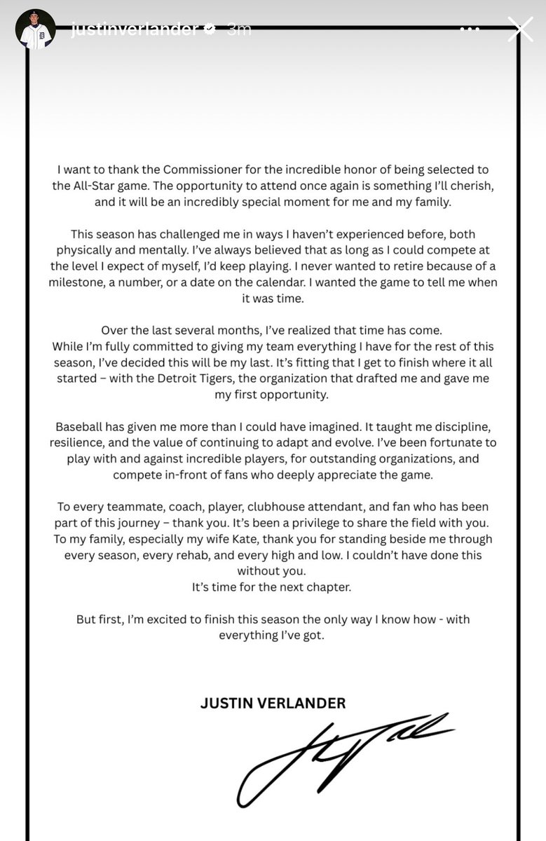 NatSparbeck's tweet photo. JUSTIN VERLANDER - IS RETIRING A DETROIT TIGER. #DNMW https://t.co/z8T6K3Hlty