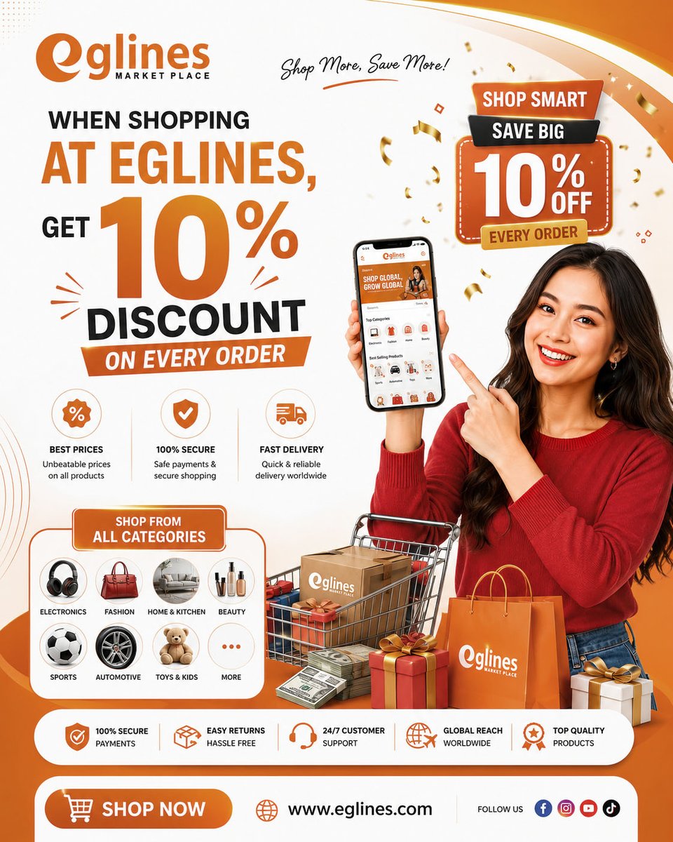 StorePvt's tweet photo. SHOP MORE. SAVE MORE.
GET 10% DISCOUNT

ON EVERY ORDER AT EGLINES

Shop millions of products from trusted manufacturers, wholesalers, and retailers worldwide—all in one marketplace.
�� Fashion
✔ Electronics
✔ Home &amp; Kitchen
✔ Beauty
✔ Sports
✔ Automotive
✔ Toys &amp; More https://t.co/9CH1o6dRNh