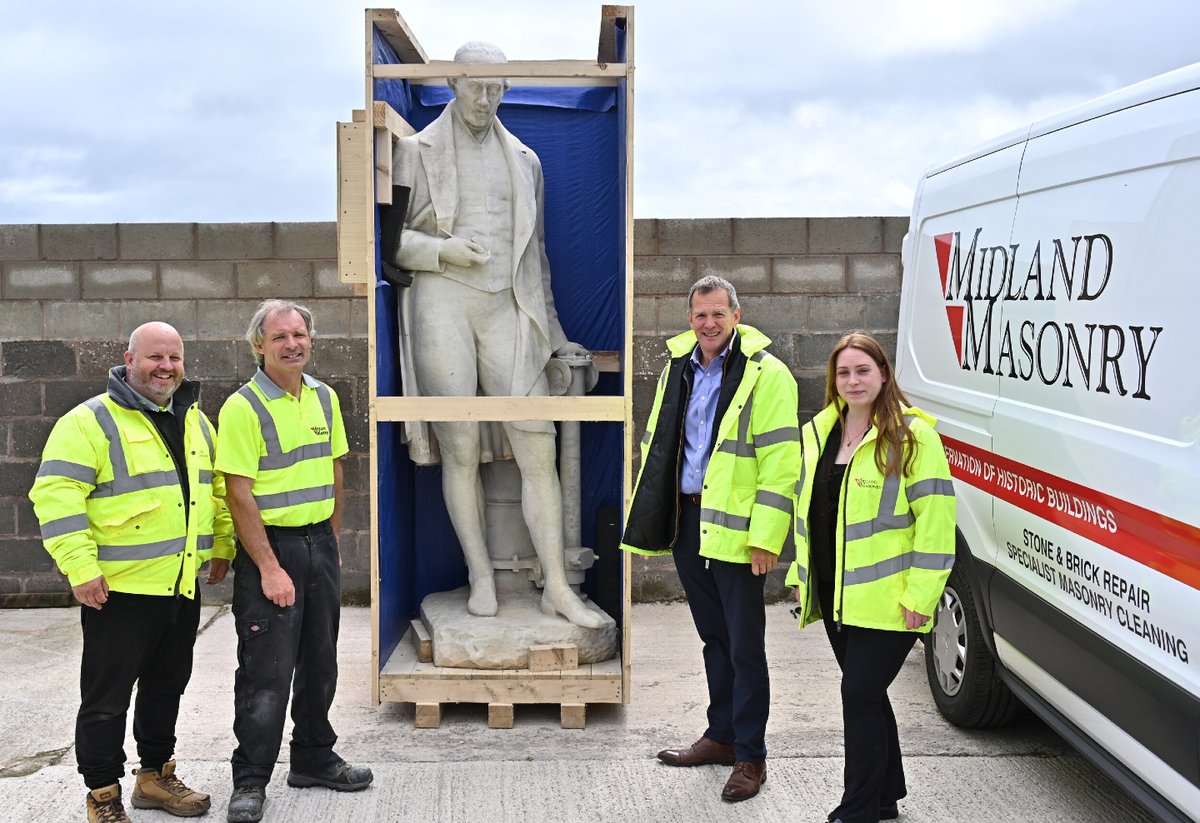 ParadiseBham's tweet photo. Look out for the latest works at Ratcliff Passage as we prepare to bring two of Birmingham’s best-known statues, of industrialists and thinkers James Watt and Joseph Priestley, back to the city.

Work on the statues' three-metre high podiums is now underway to enable both of these iconic Brummies to return to their rightful place in the new public realm alongside the city’s 1834 Grade I-listed Town Hall after some painstaking work to restore them over the past year.

Read more: https://t.co/ZqgNqplZ8h