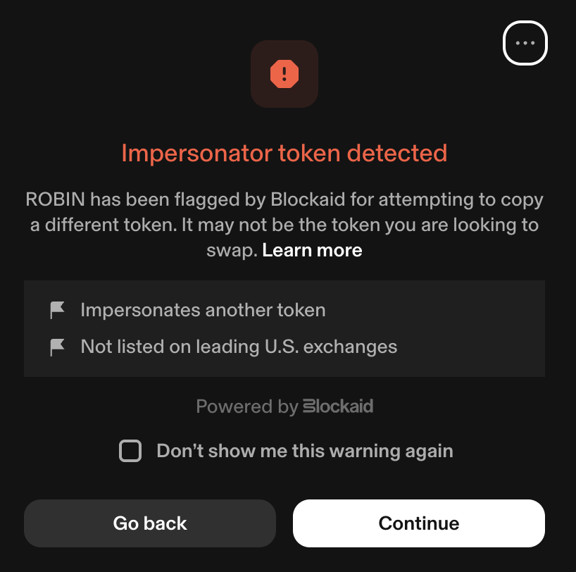 tezontl's tweet photo. @Odysseydot_fun Guys, this message pops up when trying to buy/sell $ROBIN on uniswap https://t.co/nKXVfXeOrC