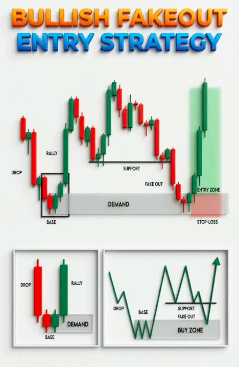MhagamaFau31375's tweet photo. 🚨BULLISH FAKEOUT: THE SNIPER ENTRY👀👇

✅ Rally to Resistance – Price pushes higher, trapping breakout traders who expect continuation. This is the setup phase.

✅ Drop to Support/Base – After the fake rally, price drops back down to a key support level or demand base. This shakes out weak hands.

✅ Fakeout Below Support – Price briefly breaks below support, triggering sell stops. This is the fakeout—the final washout before the real move.

✅ Demand Zone Confluence – The fakeout lands right inside a strong demand area/base. This is where institutional buyers are waiting.

✅ Entry Zone – After the fakeout, price reclaims support. That's your trigger. Enter on confirmation (bullish candle, wick rejection, or momentum shift).

✅ Stop-Loss Placement – Place your stop just below the fakeout low. If price breaks lower, the story changes—respect the risk.

✅ The Psychology – The fakeout is designed to panic retail traders into selling. Smart money uses it to accumulate. Trade the recovery, not the breakdown.

✍️Breakdowns that fail = Breakouts that sail.