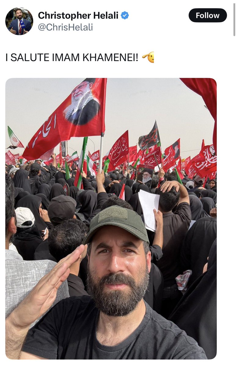 libsoftiktok's tweet photo. International Secretary of the American Communist Party poses with “kiII Trump” sign at Khamenei’s funeral https://t.co/V3bvFAeYGy