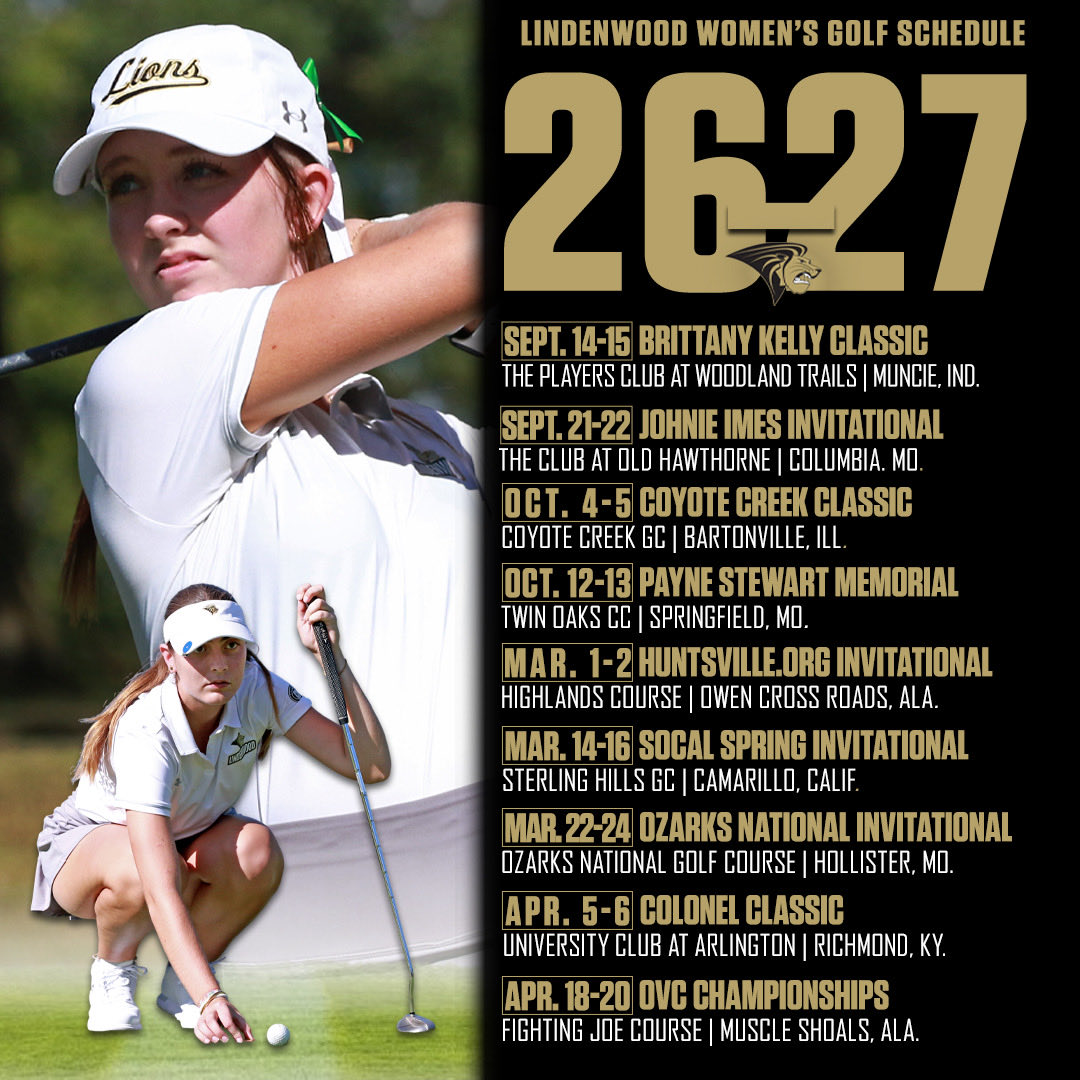 LU_Lions's tweet photo. The @ladylionsgolf 🦁⛳️ team announced its 2️⃣0️⃣2️⃣6️⃣-2️⃣7️⃣ schedule on Wednesday, which features a total of 9️⃣ tournaments!

📕 | https://t.co/JWXcvwdzGf

#OnTheHunt https://t.co/bTn80PBK3t