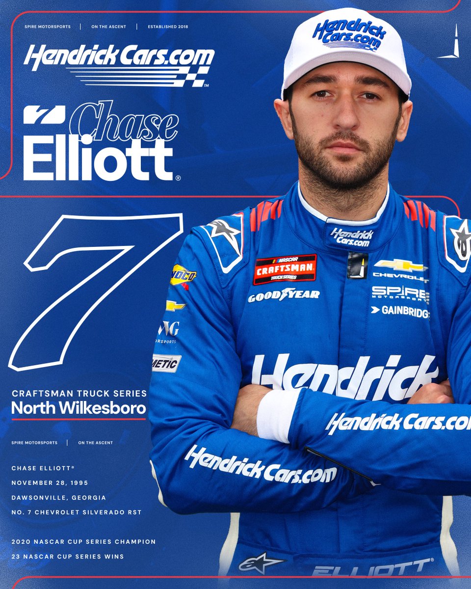 SpireMotorsport's tweet photo. Dawsonville, we've got some more racing for your TVs.

@chaseelliott will drive the No. 7 @HendrickCars Chevrolet next week at North Wilkesboro. https://t.co/4nTUcGU8Og
