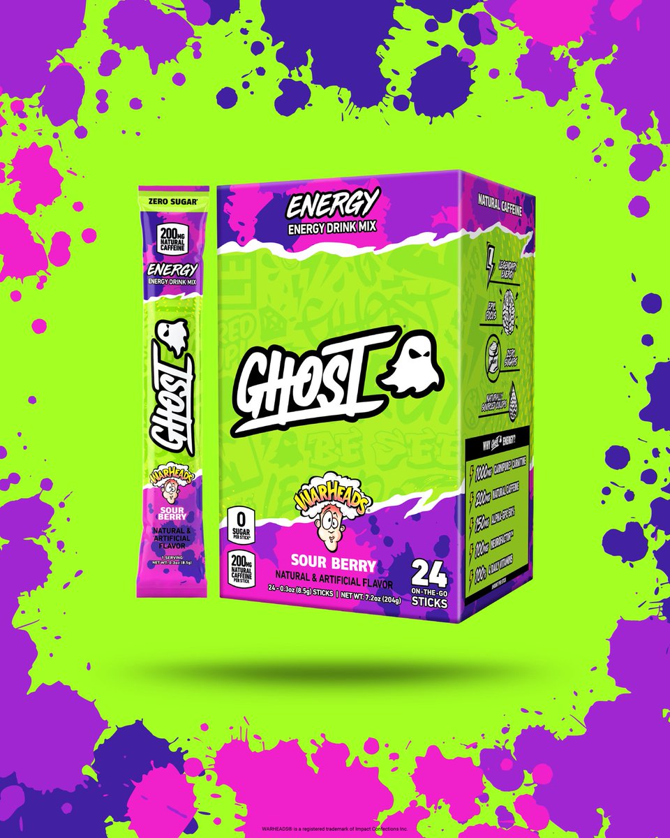 GhostLifestyle's tweet photo. This sip pucks 🤯

GHOST® ENERGY STICKS x WARHEADS® "SOUR BERRY" | 24CT drops on Saturday, July 18th @ 12PM CT (US only). https://t.co/3y6TB6aZoj