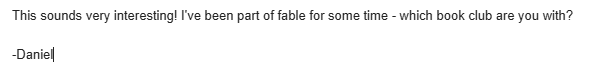 Danny_Deisinger's tweet photo. That's the whole thing. Here's my response. (I've never been part of fable, but they don't know that): https://t.co/qEhb4Xlwvt