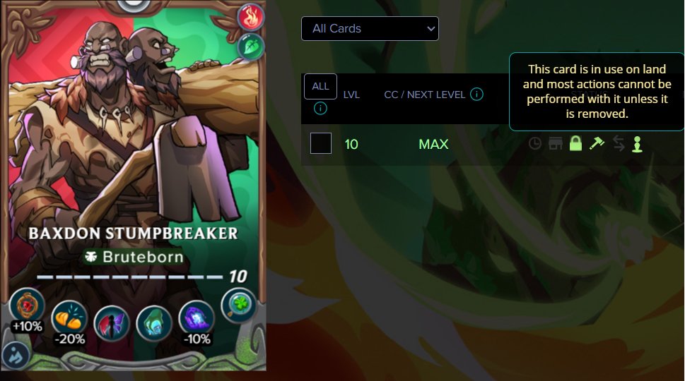 Merlinsmatrix's tweet photo. Baxdon Stumpbreaker ready for action.
#Splinterlands #LandBarons https://t.co/Az7oR44O6E
