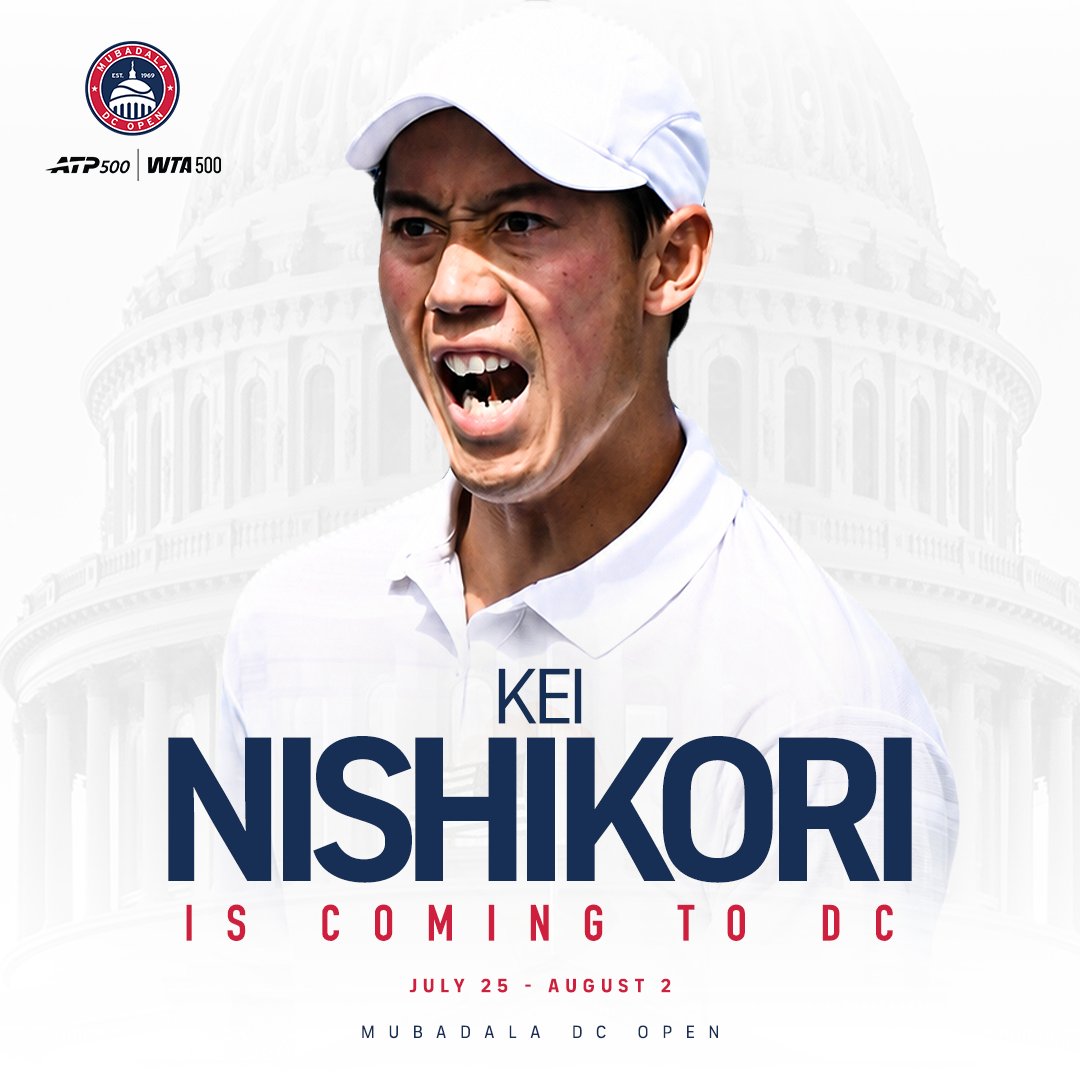 mubadaladcopen's tweet photo. A pair of legends ✨

@Venuseswilliams &amp; 2015 DC champion @keinishikori join our stacked wild card list this year. Stay tuned for more big singles &amp; doubles wild card reveals!

#MubadalaDCOpen https://t.co/bUrsI3o4md