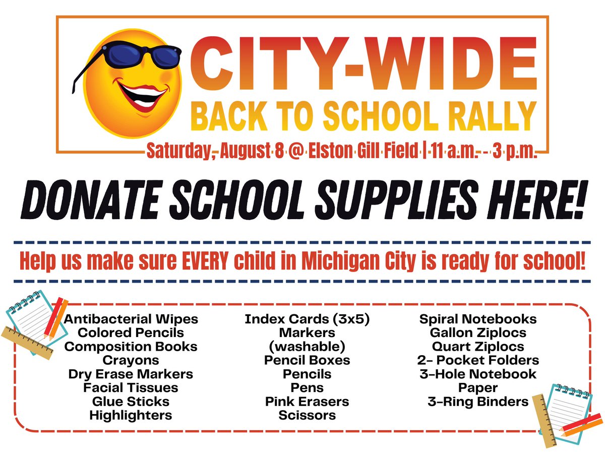 MichCityFord's tweet photo. We're collecting school supplies to help students across Michigan City start the year with confidence. 

If you're able, stop by and donate a few items! Every notebook, pencil, and backpack makes a difference! ✏️ 

#MichiganCityFord #BackToSchool #MichiganCity https://t.co/Lu1WXibQfZ