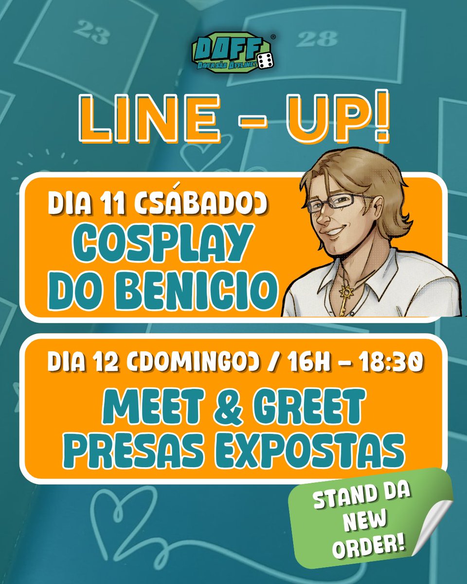 ggtonho's tweet photo. - No SÁBADO vou estar de COSPLAY DE BENÍCIO do #XdaQuestãoRPG, além de fazer uma livezinha se preparando para o evento!

- No DOMINGO estaremos juntos lá no estande da @EditoraNewOrder para um Meet &amp; Greet de #PresasExpostas (junto de muitos membros do elenco)!

⬇️ https://t.co/WdTmDwTcKx