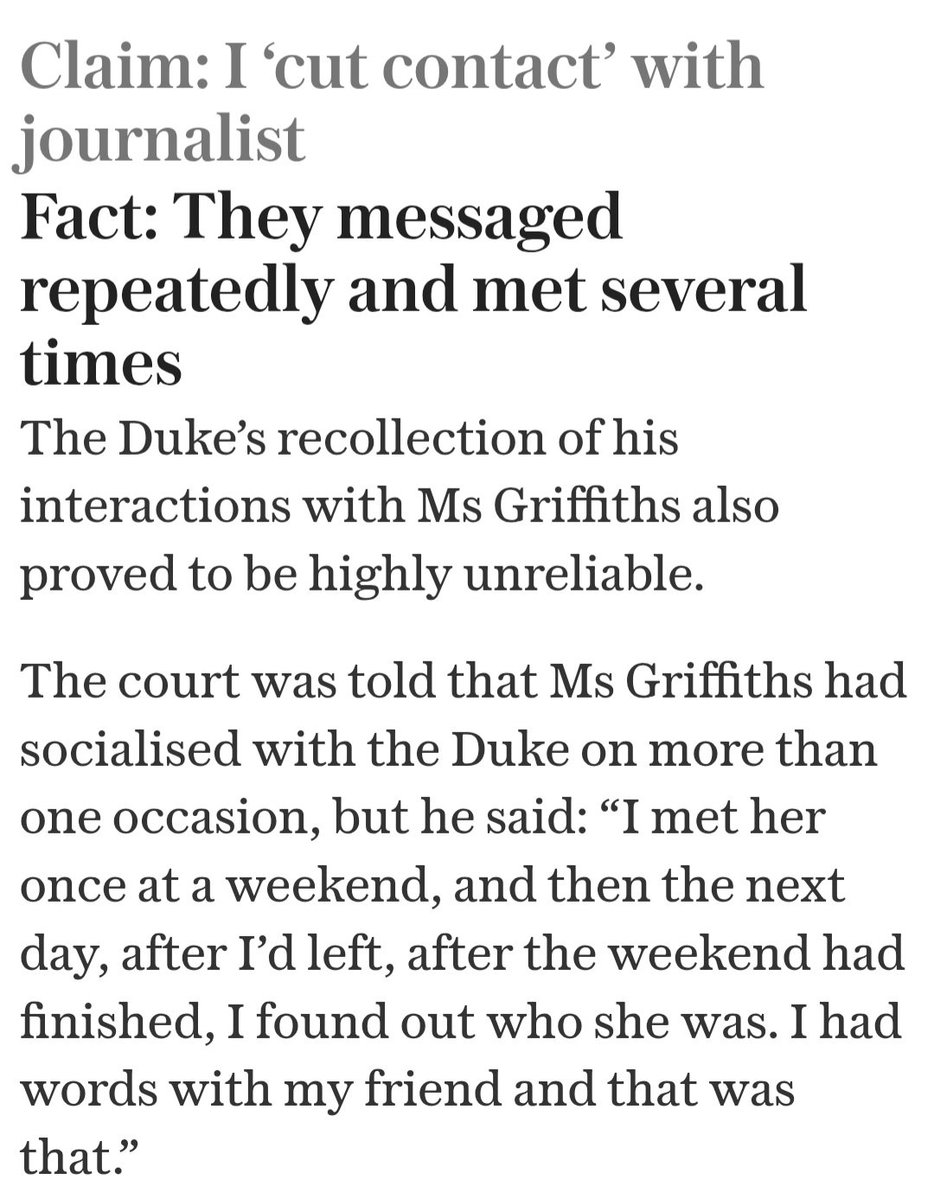 EmzTandT's tweet photo. When you look at the EVIDENCE within this court case one thing becomes absolutely certain...

Harry Mountbatten-Windsor is THE PROBLEM that needs sorting! 

The absolute irony of him accusing his family of sabotaging him with the media when the proof was there all along it was him! 

There was zero evidence of William meeting, cosying up, nightclubbing, partying and anything else with a journalist but there absolutely was with Harry and the fact he lied about it proves he knew what he did was wrong. 

There was zero evidence of any of William or Catherines inner circle talking to the press but absolute EVIDENCE of Harrys doing exactly that... 

Then as we know he met media hungry Meghan whose desperation to be photographed and followed by paps created further leaks to the press because in her deluded mind that meant she'd finally made it. 🙄

Whats very clear to me, is that how Prince William and Catherine conduct themselves it commands loyalty, but when it comes to Harry and now even Meghan the same cannot be said at all! 

Thats imo is very telling. 

#Harrytheloser #dailymail
#harrymountbattonwindsor #meghanmarkle #harryandmeghan #liesexposed #truthmatters