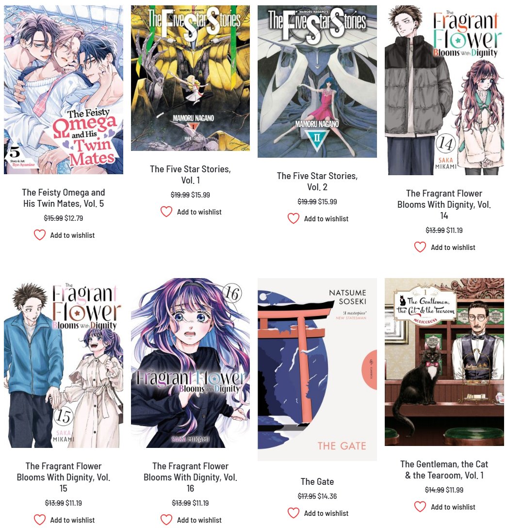 MerryMangaCo's tweet photo. Listed 764 upcoming titles in the past week, so we now have 1,542 manga and other books available for preorder!

That's 1,522 more than that one anti-consumer corporation, by the way..

Support a passionate, small business today by preordering with Merry Manga Company! https://t.co/4saznBtpXG