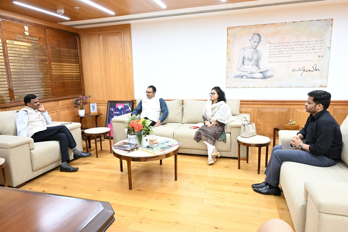 CSAssam_'s tweet photo. Had a meaningful interaction with Smti. Vartika Rawat, IHC, Lagos, Nigeria, and Shri Nishi Kant Singh, DCM, Seoul, Republic of Korea, during their MCTP call-on.

The discussion drew upon my experience as Minister (Economic) at the Embassy of India, Washington, D.C., where I had the opportunity to work extensively on India–US economic and financial cooperation, investment facilitation, and engagement with multilateral financial institutions, including the World Bank and IMF. We exchanged views on the evolving global economic landscape and the growing importance of economic diplomacy in advancing India's development priorities.

We explored the immense potential of positioning Assam as India's gateway to Southeast and East Asia by strengthening international partnerships across strategic sectors. The conversation focused on opportunities in power and energy, semiconductor and electronics manufacturing, promotion of One District One Product (ODOP) initiatives, greater market access for Assam's GI-tagged products, and expanding trade and investment linkages with emerging global markets. We also discussed leveraging India's partnerships in Asia and beyond to integrate Assam more closely with regional and global value chains.

It was encouraging to receive their appreciation for Assam's well-executed Skill Development Mission, which is creating a future-ready workforce and reinforcing the State's competitiveness as an emerging investment destination. Such exchanges reaffirm the importance of collaborative governance and international engagement in accelerating Assam's economic transformation.

@varushi
@ifsnk