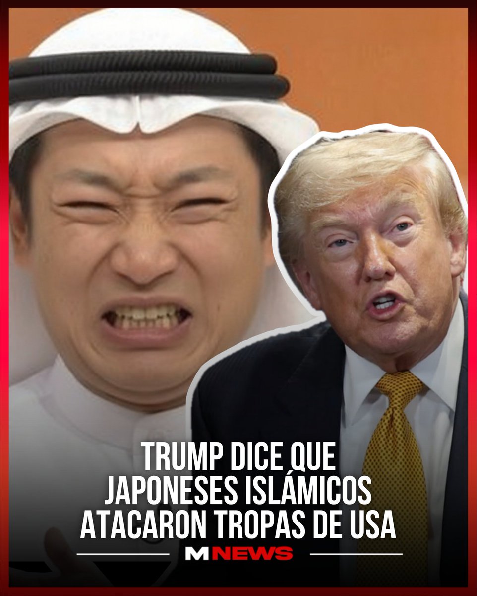 Moluskein's tweet photo. El presidente Donald Trump dijo que la "República Islámica de Japón" disparó 111 misiles contra un portaaviones de Estados Unidos. 

Japón no es una república, sus religiones principales son el sintoísmo y el budismo y la última vez que atacaron a Estados Unidos fue hace 85 años. https://t.co/vndxbxbX42