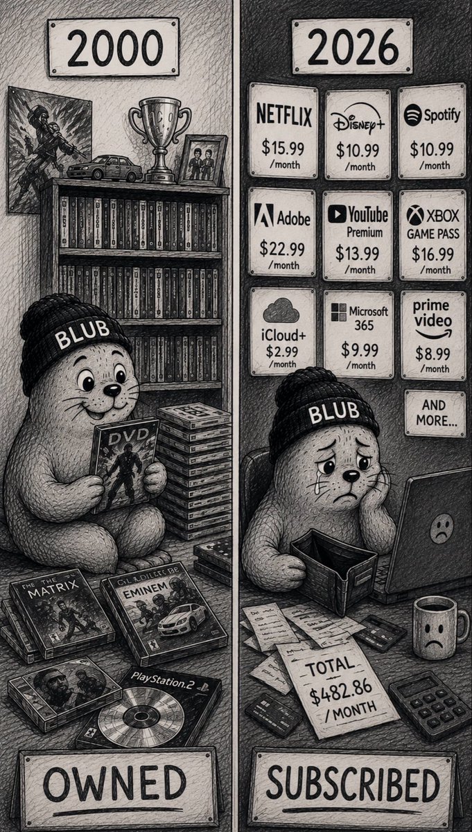 thisisblub_'s tweet photo. We didn’t stop buying. We just stopped owning. 🦭 https://t.co/Go8758U6pz