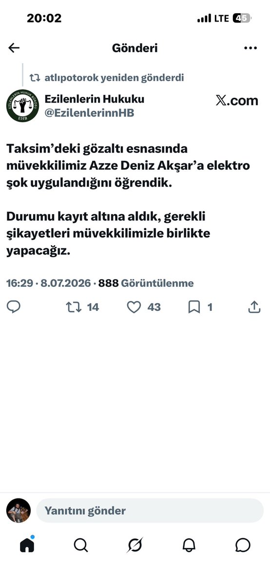 cengizhnkarasin's tweet photo. Elektro şok desen var, İBB görevlisinin kol kırması desen var. Şu iki durum infial yaratmalıyken sol kamuoyu dahil çok umursanmıyor. Bir şekilde “devrimciysen mubah” gibi bir mantık yerleşmiş sol cenaha. Bu durum kuyu tipi zulmüne karşı hayatını feda eden Gökhan Türkoğlu +++ https://t.co/S6gbF7srwH