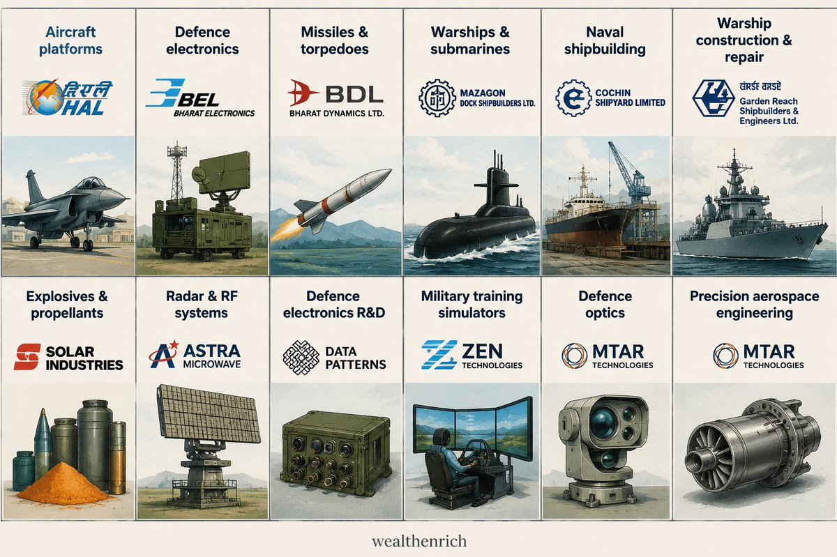singhshatrujit's tweet photo. Major Defence Companies 
#stocks #stockturnaround  #stockstowatch #stockstrading
#defence https://t.co/yu4XcVy8ls