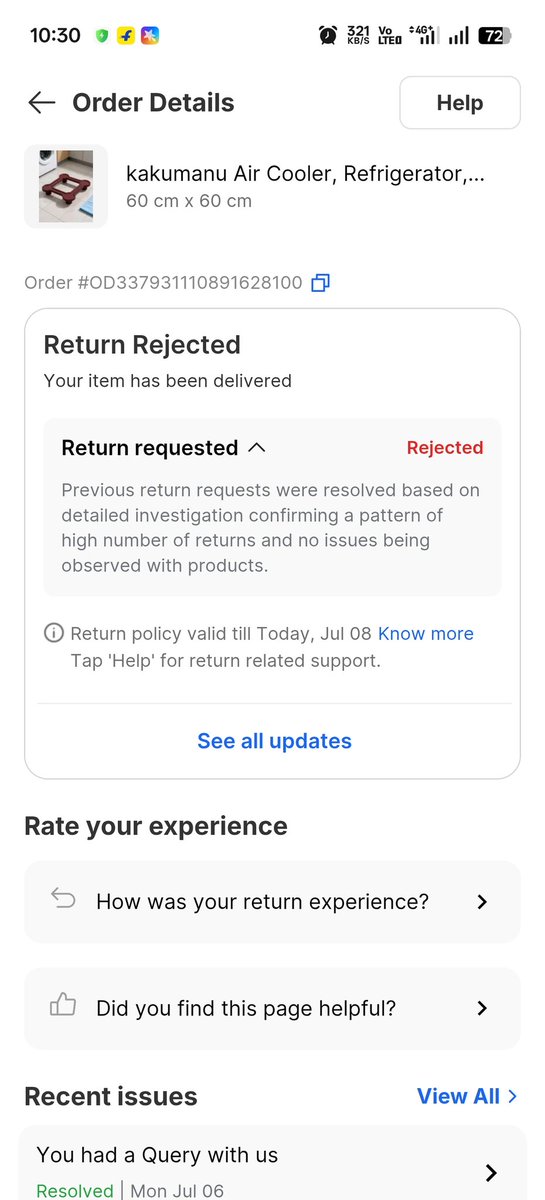 sonubinayak's tweet photo. @Flipkart @flipkartsupport Damaged product received on 2 July. Return request is being rejected repeatedly despite uploading damage photos. Today is the last day of the return window. Please help urgently. #Flipkart https://t.co/RfNPkfkZGi