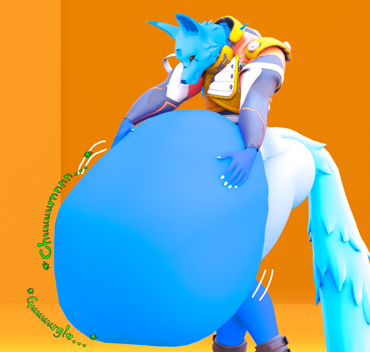 ParadoxMother's tweet photo. CW: Hyper, Anal Vore, Digestion, Weight Gain

Azon decided they wanted more after getting their face smothered, little did they know the kitsune was feeling a  bit too horny that day and may have gotten a little carried away...~ https://t.co/rfNT2LMNW2