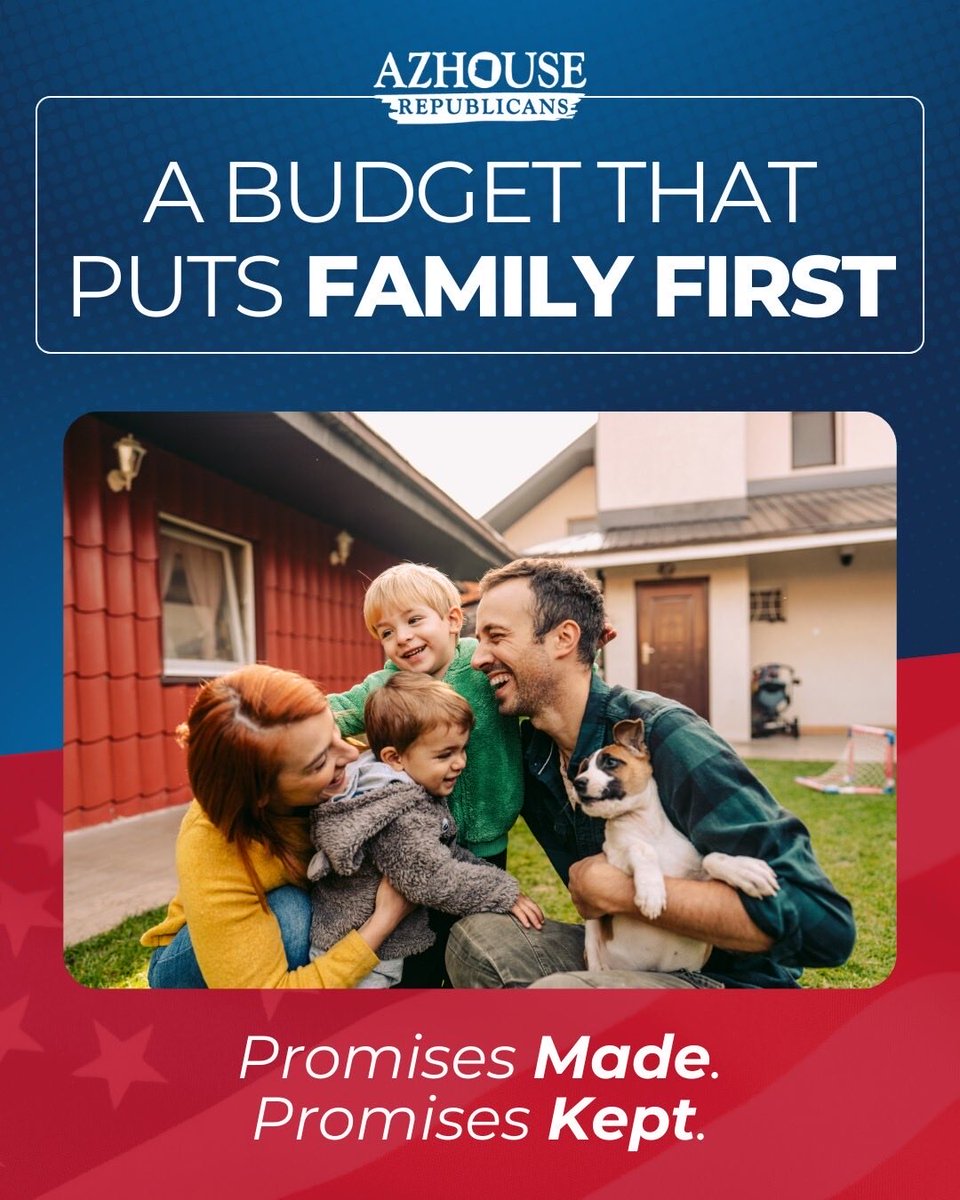 AZHouseGOP's tweet photo. Arizona families are facing higher costs for groceries, gas, housing, and childcare. House Republicans fought to make sure this budget delivers real relief.

The agreement includes $1.43 billion in cost-of-living tax relief, no state tax on tips or overtime, expanded relief for families and seniors, protections for school choice, and critical funding for public safety.

This is what responsible leadership looks like: lowering costs, protecting taxpayers, and keeping Arizona families first.

Promises made. Promises kept.

Read more: https://t.co/HBTdk6daOE

#AZHouseGOP #AZMajorityWorks #ArizonaFamilies #TaxRelief #Arizona
