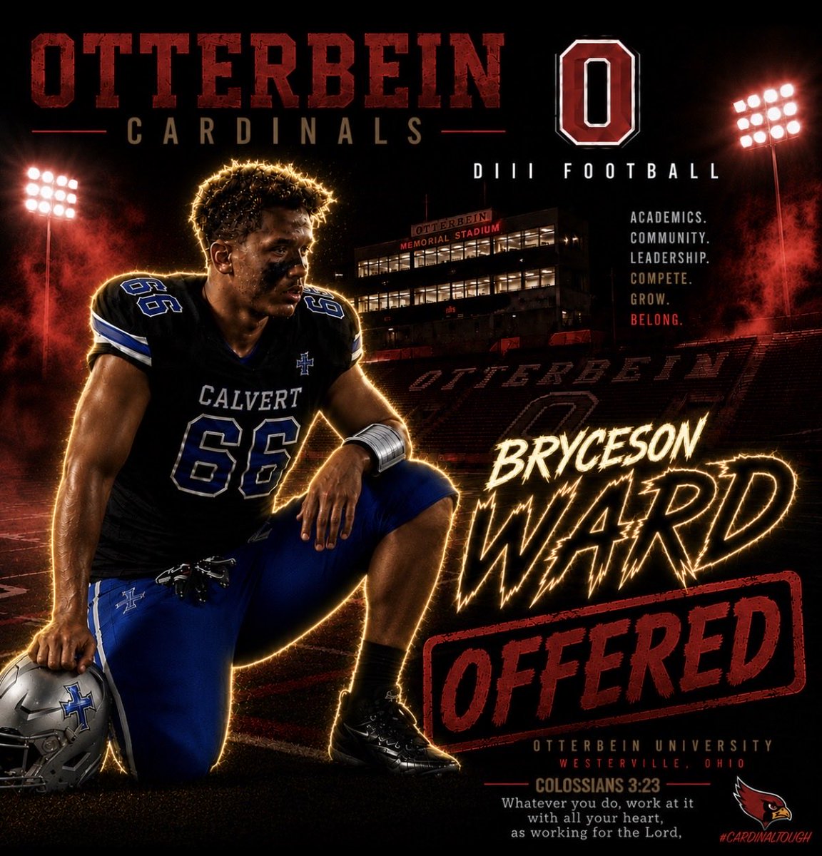 BrycesonWard27's tweet photo. Blessed to receive my first collegiate offer from Otterbein University! All glory to God. Thank you to my parents, coaches, and teammates for their support. Thank you coaches for the opportunity to work at the next level!
@CoachZCicero 
@CoachGrant74 
@CoachMarquis 
#GoCardinals https://t.co/lqoq8MWsyu