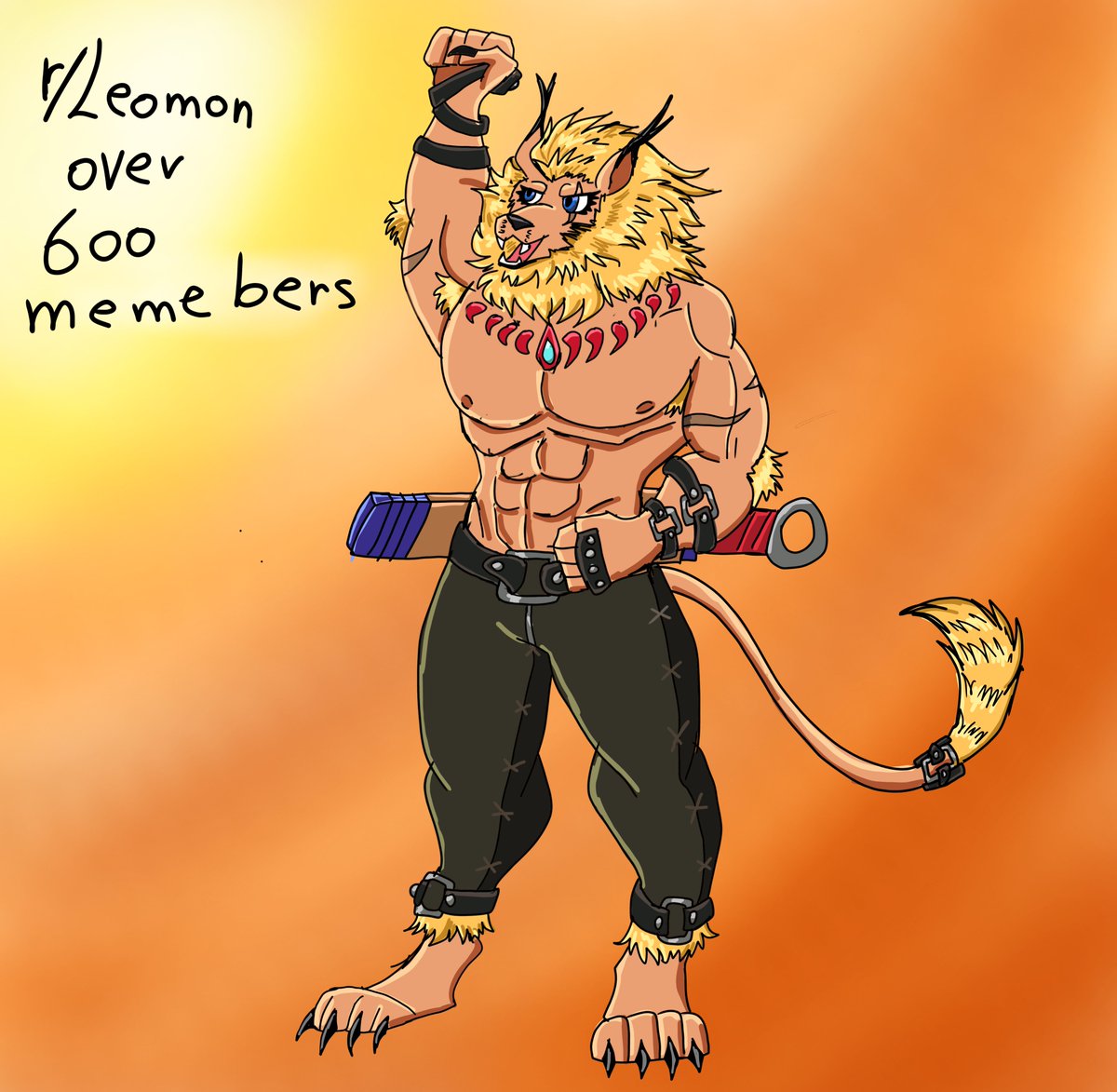 YahyaSobhi3077's tweet photo. Leomon subreddit has over 600 memebers 🥳🥳🥳🥳 #leomon #furrylion #weregarurumon #furrywolf #digimon #digimonfanart #digimonfurry #reddit #subreddit https://t.co/sQ8myZTVGU