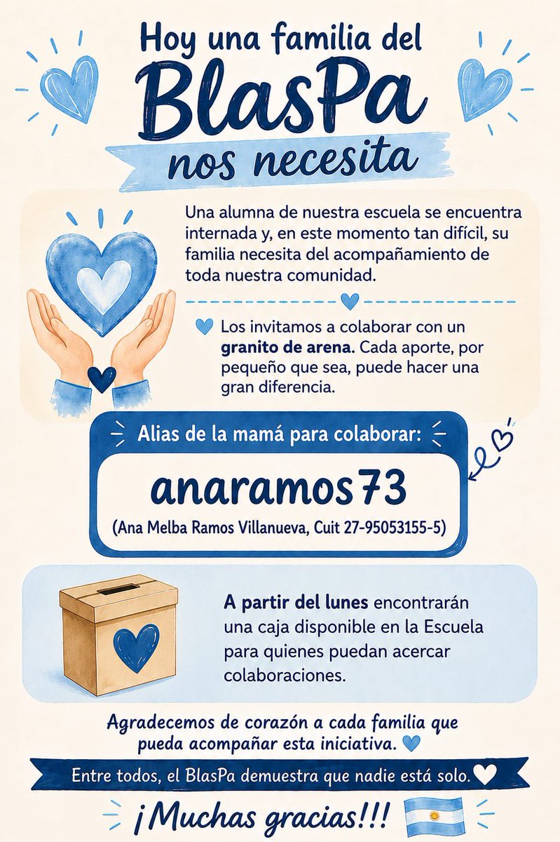 vidalramos06's tweet photo. Paso a colgar el flayer que preparó la gente de cooperadora de mi escuela para poder sumar unos pesos para que la mamá de mi alumna pueda solventar los gastos venideros. Todo suma ❤️ 
Nadie se salva solo. 
Gracias ☺️ https://t.co/RIECF1LEM9