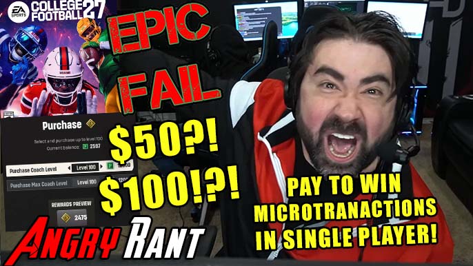 AngryJoeShow's tweet photo. EA adds PAY-to-WIN to SINGLE-PLAYER College Football 27 in Dynasty &amp; Road to Glory Modes! To Max Level Coaches or Players you'll pay $50 to $100!! PLUS They REMOVED previous options &amp; are now SELLING the solution! Our Angry Rant! https://t.co/xYY8XoH7bT RT Plz! #CFBPlayDontPay https://t.co/24fpmlhdgc