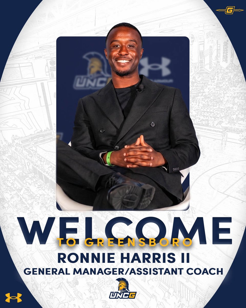 UNCGBasketball's tweet photo. Welcome to UNCG, General Manager/Assistant Coach Ronnie Harris II!  

📰 https://t.co/9Lq2c1DrfP
#letsgoG https://t.co/6L7Vz1B98T