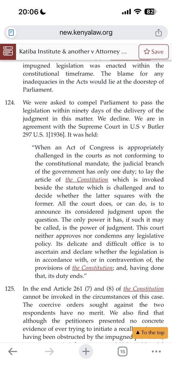 _ngaowilson's tweet photo. In 2017, the High Court was moved to compel parliament to pass a legislation on recall within 90 days. 

It declined and said it cannot issue coercive orders against parliament. SCORK in the tribunal’s case also.

Now same court says Kenyans cannot recall MPs without legislation. https://t.co/YHYSjtjhwt