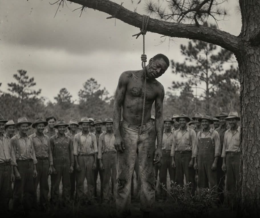 zoomafrika1's tweet photo. In 1934, a Florida mob announced Claude Neal's lynchingin the newspaper like a public event. Thousands showed up with picnic lunches.

They tortured him forhours. Cutoff his genitals and forced him toeat them. Then burned him alive. His fingers and toes were kept as souvenirs. Nobody was convicted. His crime was being black