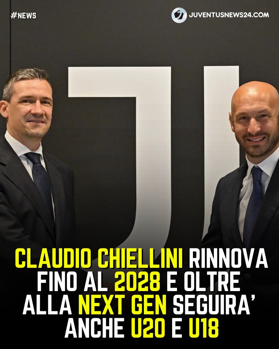 junews24com's tweet photo. NOVITA' IN CASA BIANCONERA ⚪️⚫️
💫 Dalla nascita della #JUVENTUS #UNDER18 ai ruoli di Claudio #Chiellini e Massimiliano #Scaglia nel settore giovanile, col supporto di Bellotto✅️💪 https://t.co/Gzea49Hb2r