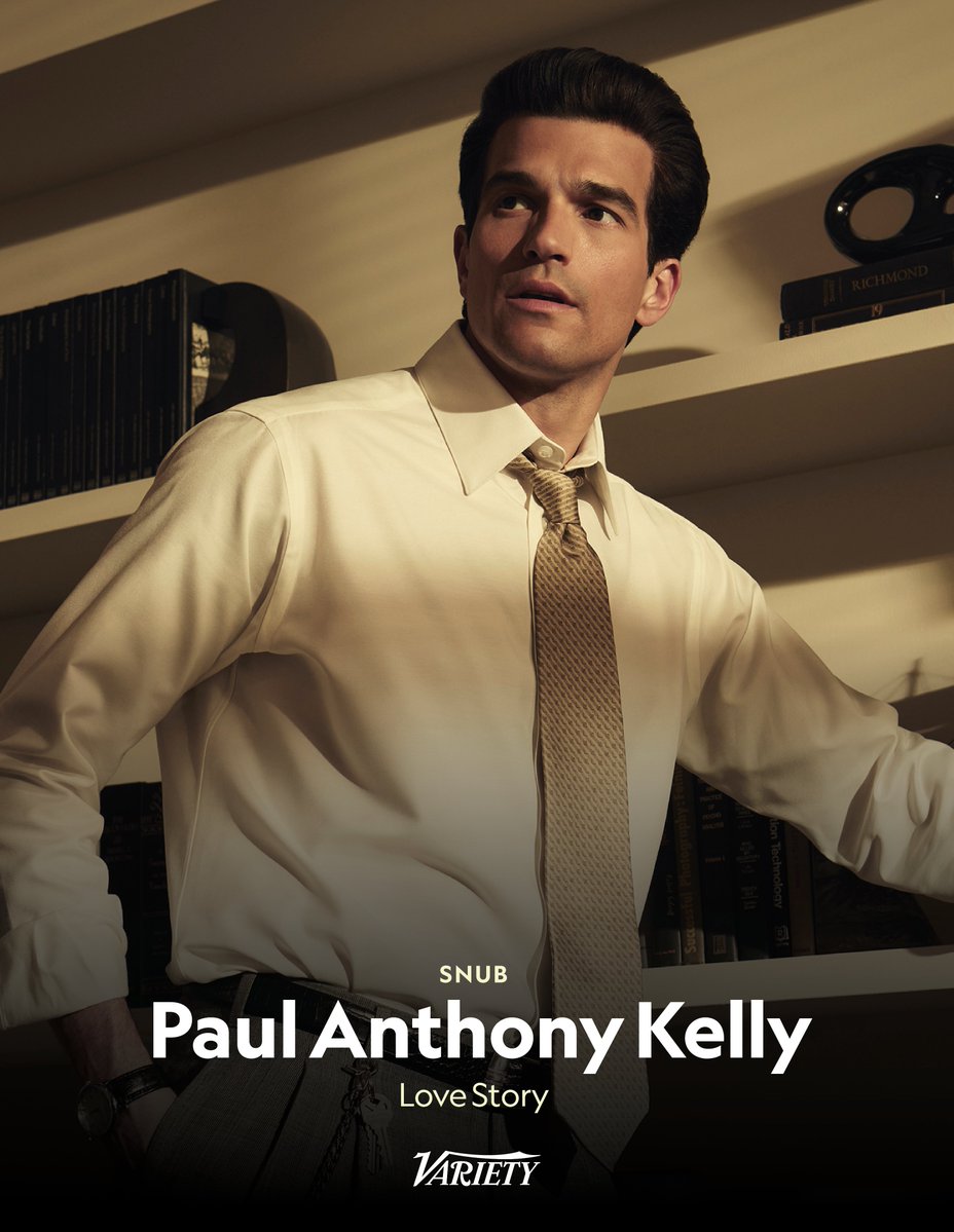 Variety's tweet photo. #Emmys Snub: Paul Anthony Kelly for his soulful lead in “Love Story: John F. Kennedy Jr. &amp; Carolyn Bessette.”

https://t.co/N4kiy1W9kR https://t.co/Byof5jNMI9