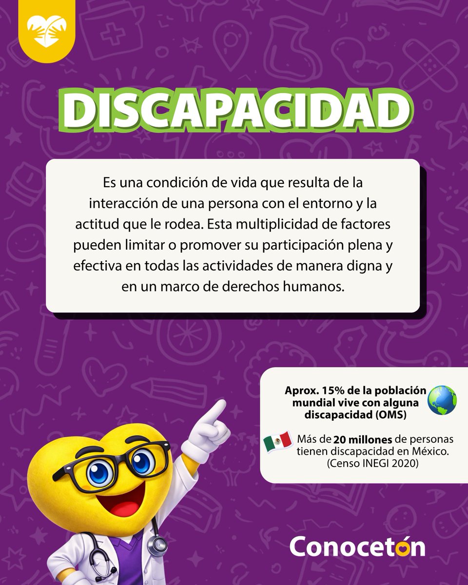 CRITPuebla's tweet photo. La discapacidad no define a una persona; es una condición de vida que, junto con el entorno, puede representar retos o abrir oportunidades para una participación plena.

En este #Conocetón, te invitamos a informarte y construir una sociedad más empática e incluyente🌎✨ https://t.co/gEhqMVUOZK