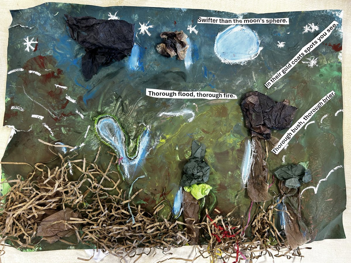 TheHermitage's tweet photo. Our Year 3 children today created magical masterpieces in  art inspired by William Shakespeare’s A Midsummer night’s dream, using paint and collage to create deep enchanted forests. 🎨 https://t.co/VTcgTNrAvJ