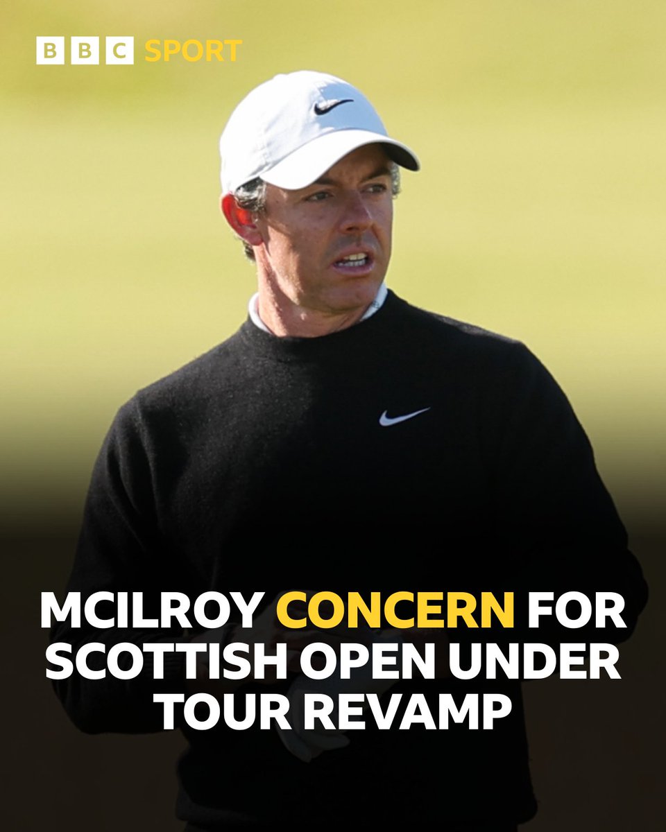 BBCSPORTNI's tweet photo. Rory McIlroy has urged the PGA Tour to "be careful" with the future of the Scottish Open when it introduces its two-tier format in 2028🗣️

#BBCGolf https://t.co/lKMH3WL44h
