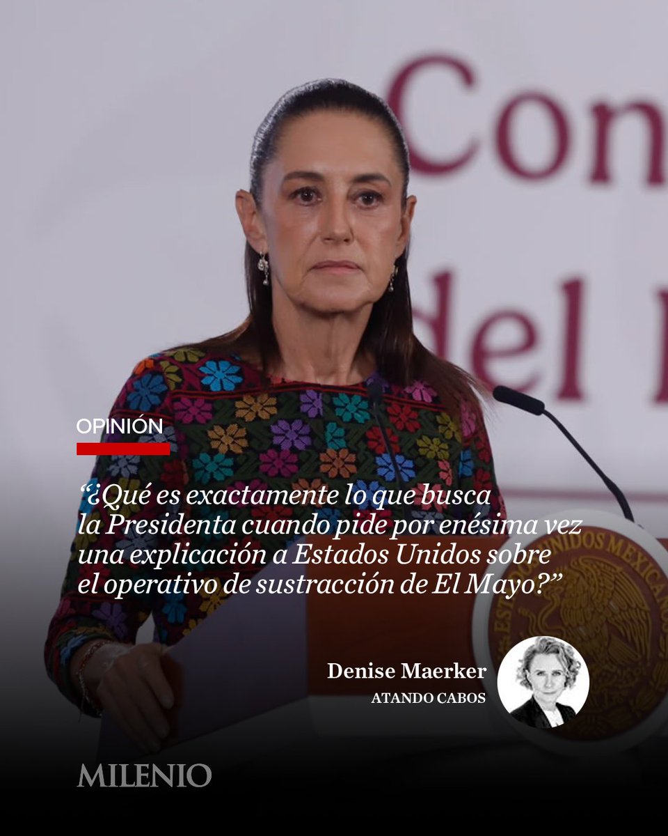 Milenio's tweet photo. #AtandoCabos  | "No se entiende la utilidad de esta narrativa de confrontación: ¿le importa a la mayoría de los mexicanos que el exembajador haya mentido sobre el operativo mediante el cual se detuvo a un líder criminal que nuestro país no pudo detener en más de treinta años? ¿Es esta la batalla que hay que dar?"

🎙️ Lee y escucha la #opinión de @DeniseMaerker 

https://t.co/IuYpt9GZvP