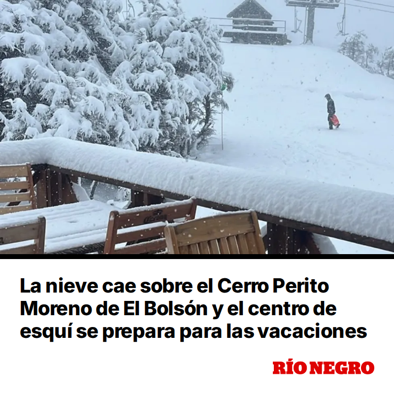 rionegrocomar's tweet photo. La esperada nevada finalmente cubre la montaña y renueva las expectativas para las vacaciones de invierno. Este miércoles el complejo permanece habilitado solo para peatones, mientras los equipos trabajan para abrir nuevamente el sector para esquiadores este jueves, si las condiciones meteorológicas lo permiten. https://t.co/t38SkodLUN