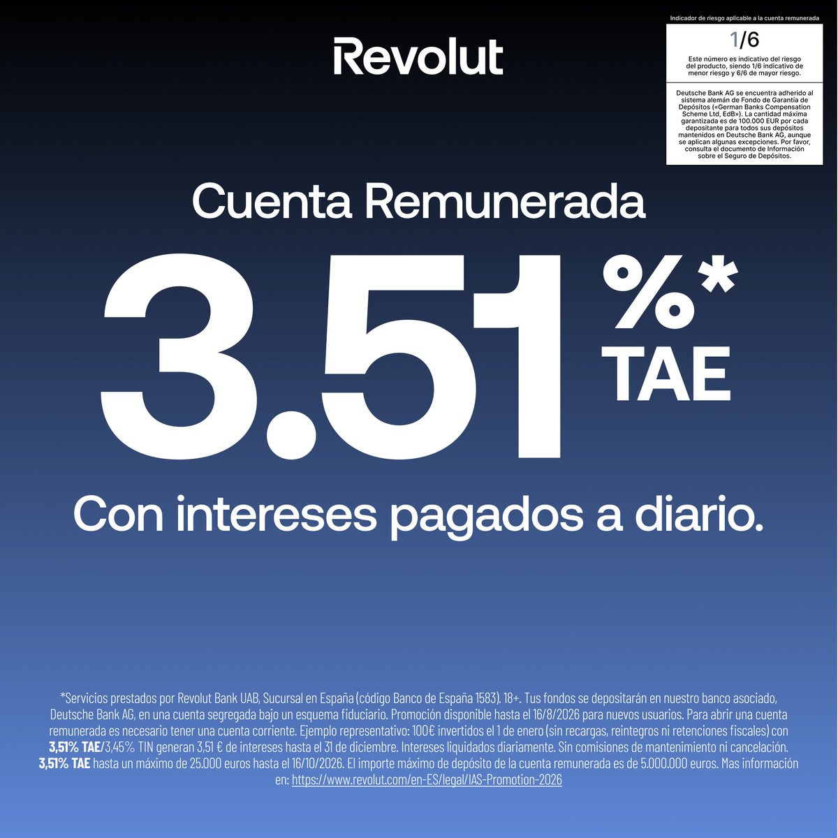 Revolut's tweet photo. Abre una cuenta en minutos