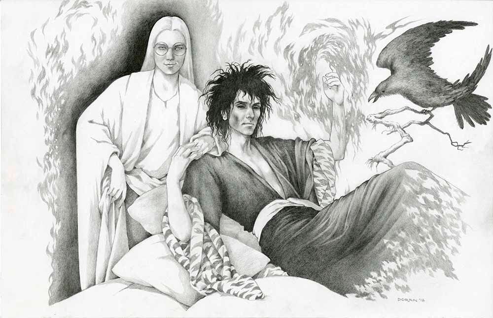 ColleenDoran's tweet photo. Sandman and Thessaly. Pencil. Private commission. #sandman #pencilart #thessaly #commissions #vertigo #dccomics https://t.co/8EuGpxnrSr