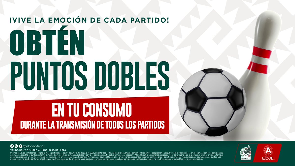 AndamarMx's tweet photo. Mientras rueda el balón, tú ganas más. ⚽✨
Disfruta el partido y suma el doble en @AlboaMX. https://t.co/kZfaXpZpmb