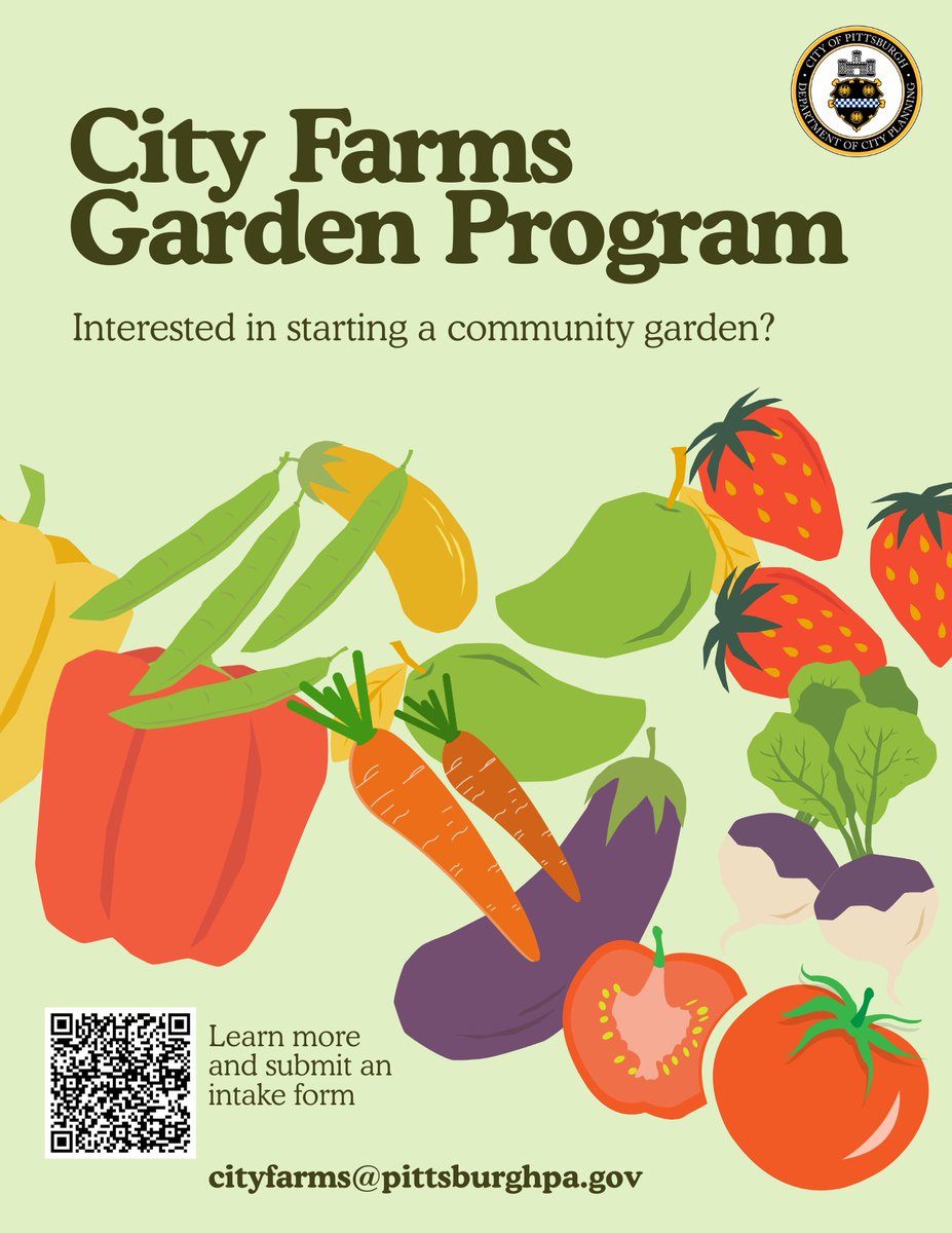 PLANPGH's tweet photo. Looking to grow something meaningful in your neighborhood?

The City Farms Garden Program connects residents to parks &amp; greenways to create community gardens &amp; food-growing spaces for long-term stewardship

https://t.co/GUbLWWRIfK

#CityFarms #Pittsburgh #UrbanAgriculture https://t.co/oaOPgfYsPA