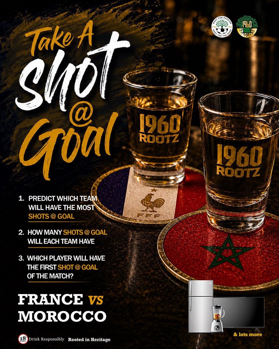 1960_Rootz's tweet photo. The quarter-finals are here, and this is where legends are made.
What teams do you see making it to the semis?

Take your shot @ goal in the comments ⚽

#1960Rootz #TheGameIsInOurRootz #WorldCup https://t.co/8yT4r1s8Le