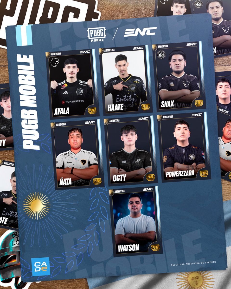 ARGEsportsTeam's tweet photo. EL EQUIPO QUE NOS ESTARÁ REPRESENTANDO EN @ENC_EN:
🔹 @AyalaPUBGM
▫️ #HAATE
🔹 #POWERZZADA
▫️ #Snax
🔹 #Octy
▫️ #Ñata
🔸 #Watson
La confianza en este EQUIPAZO es absoluta 🌟 https://t.co/2c3NiD8oLb