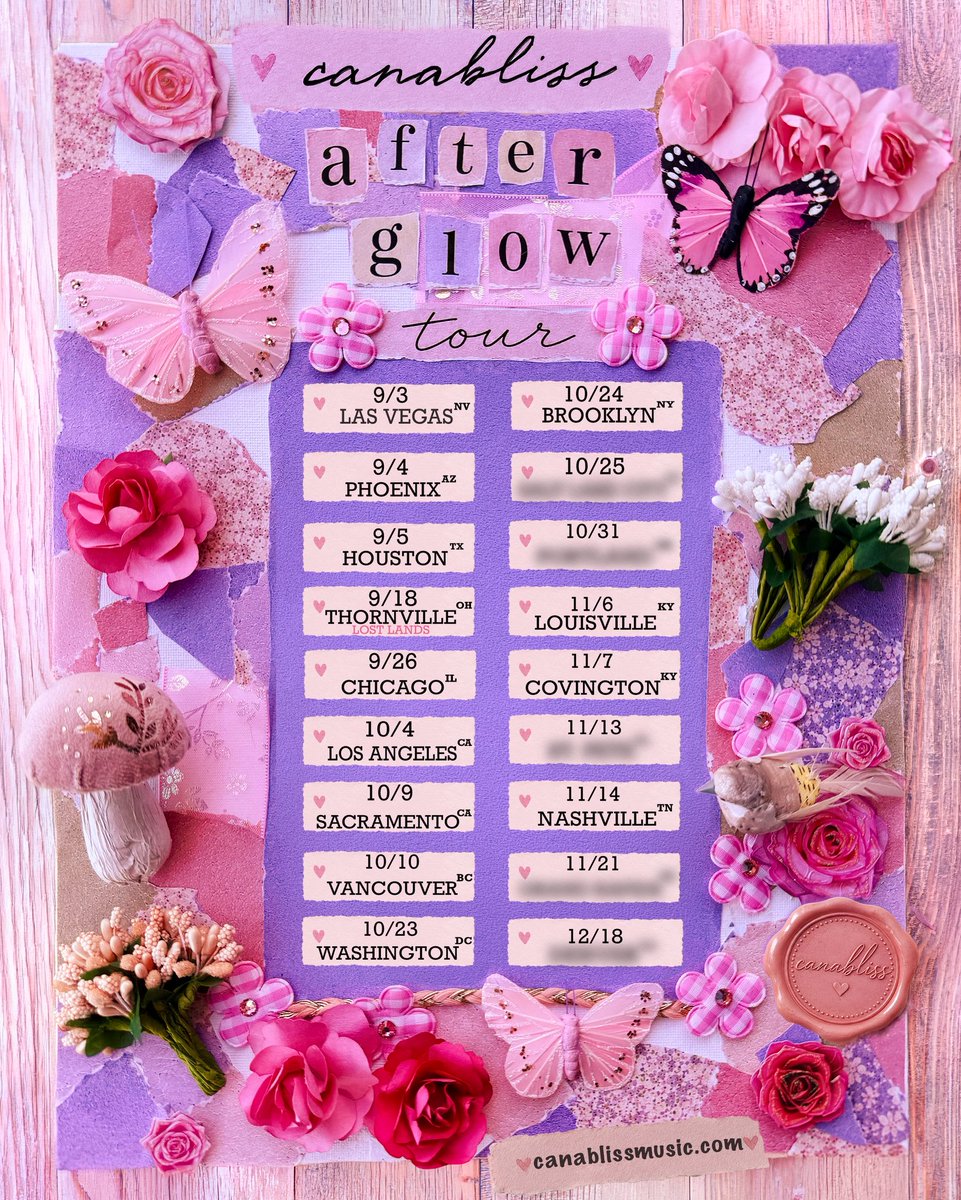 canablisss's tweet photo. SOOO excited to announce my second HEADLINE tour ever the “After Glow” tour !! :)) 🌸🌺🌷🌻🌸  

PRESALE tmrw 10am local
General sale friday 10am local 
‼️ https://t.co/rJPtThv7nW