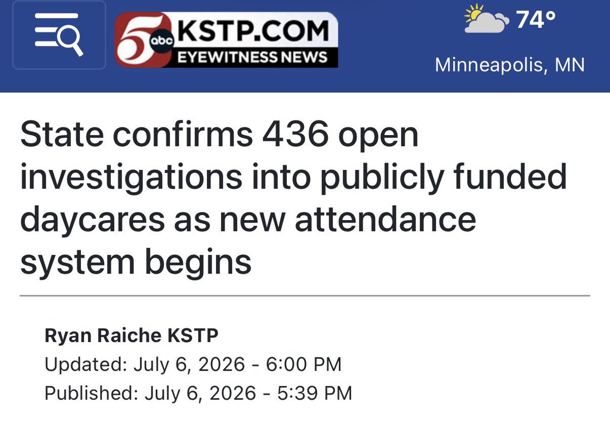 nickshirleyy's tweet photo. 🚨 Minnesota has now launched investigations into 436 government funded daycares

Tim Walz: it’s white supremacy to investigate fraud

No, Tim Walz is and was the fraud. 

A Somali Learing Center and a 23yr old ended Tim Walz political career FOREVER. 

EXPOSE IT ALL. https://t.co/MFwjez8c6g